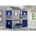 Donco Kids PD-1370TTLG-B Deer Blind Twin Over Twin Bunk Loft with Blue Tent - Light Gray PD_1370TTLG_B